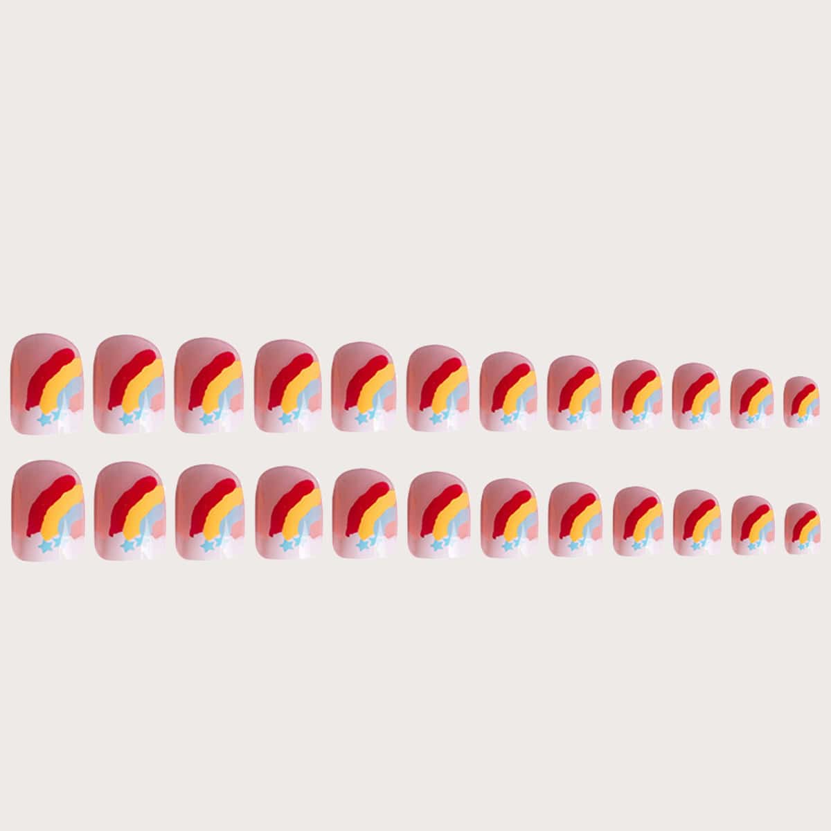 

24pcs Rainbow Fake Nail, Red