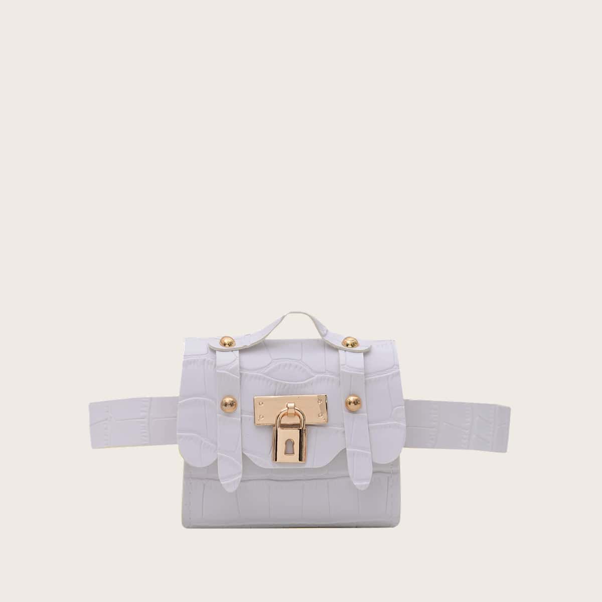 

Croc Embossed Mini Belt Bag, White