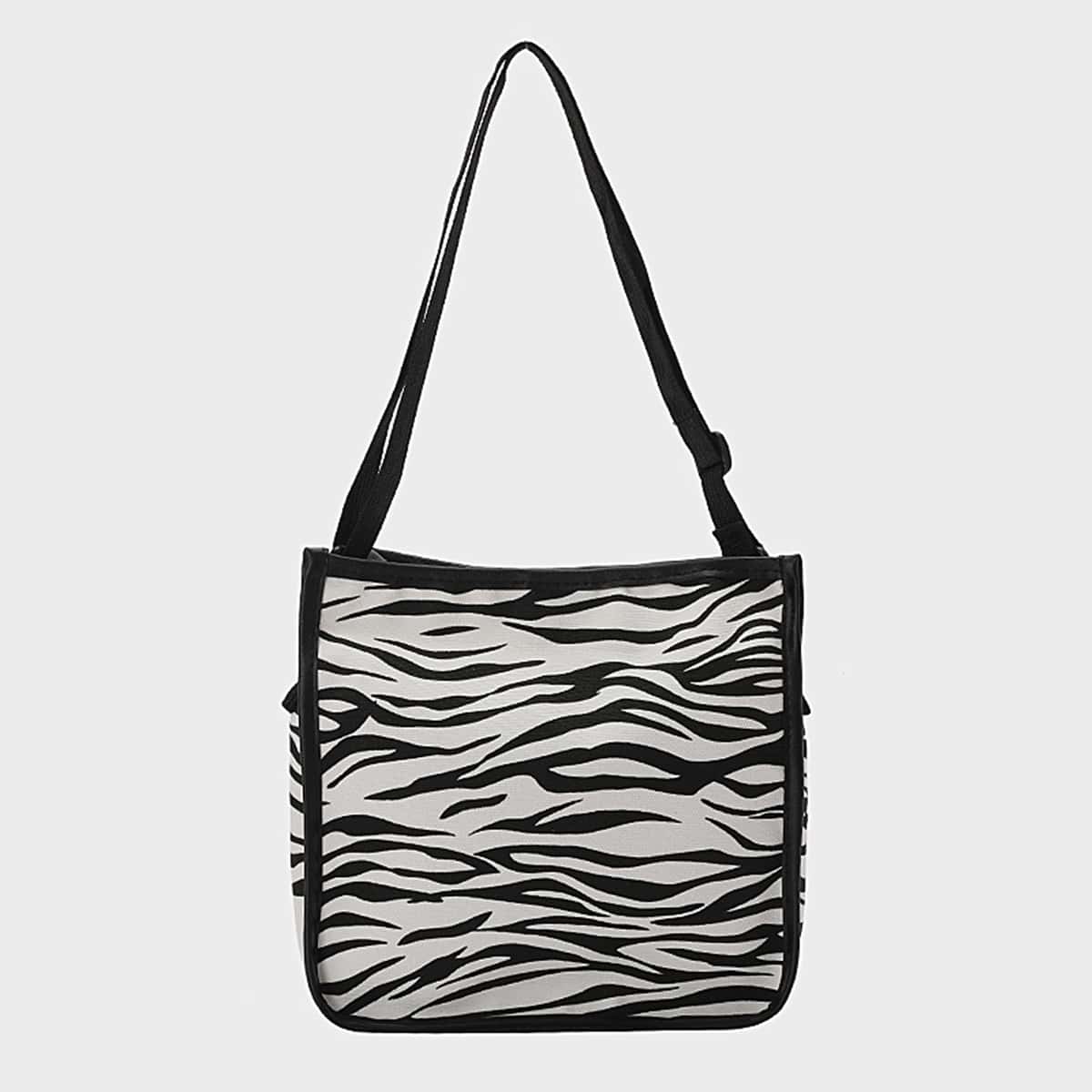 

Zebra Striped Tote Bags, Black and white