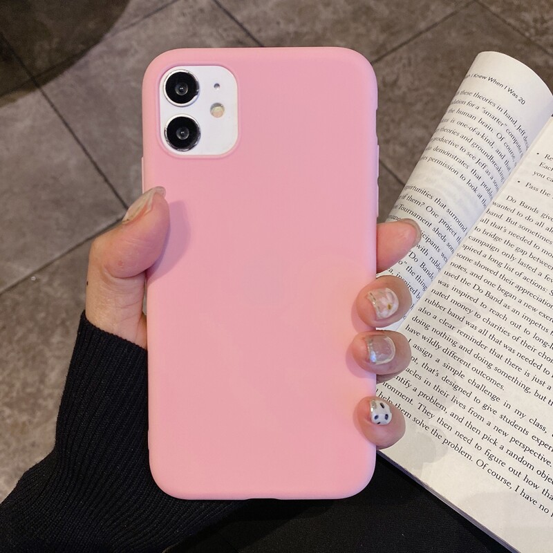 

1pc Minimalist Phone Case, Pink