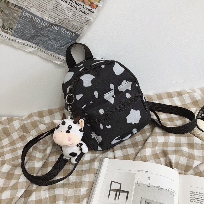 

Cow Print Backpack, Black
