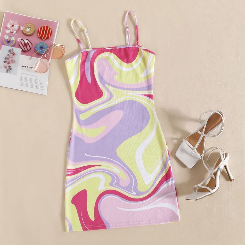 

Marbled Print Dress, Multicolor