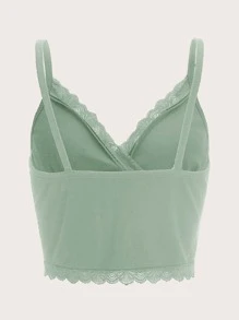 SHEIN EZwear 拼接蕾絲短版吊帶上衣 - 薄荷綠 - 查看 2
