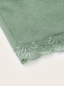 SHEIN EZwear 拼接蕾絲短版吊帶上衣 - 薄荷綠 - 查看 3