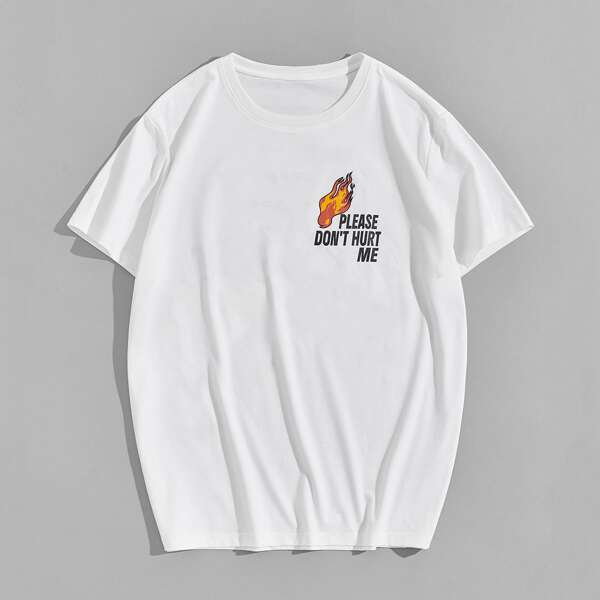 

Men Slogan And Cartoon Graphic Tee, White