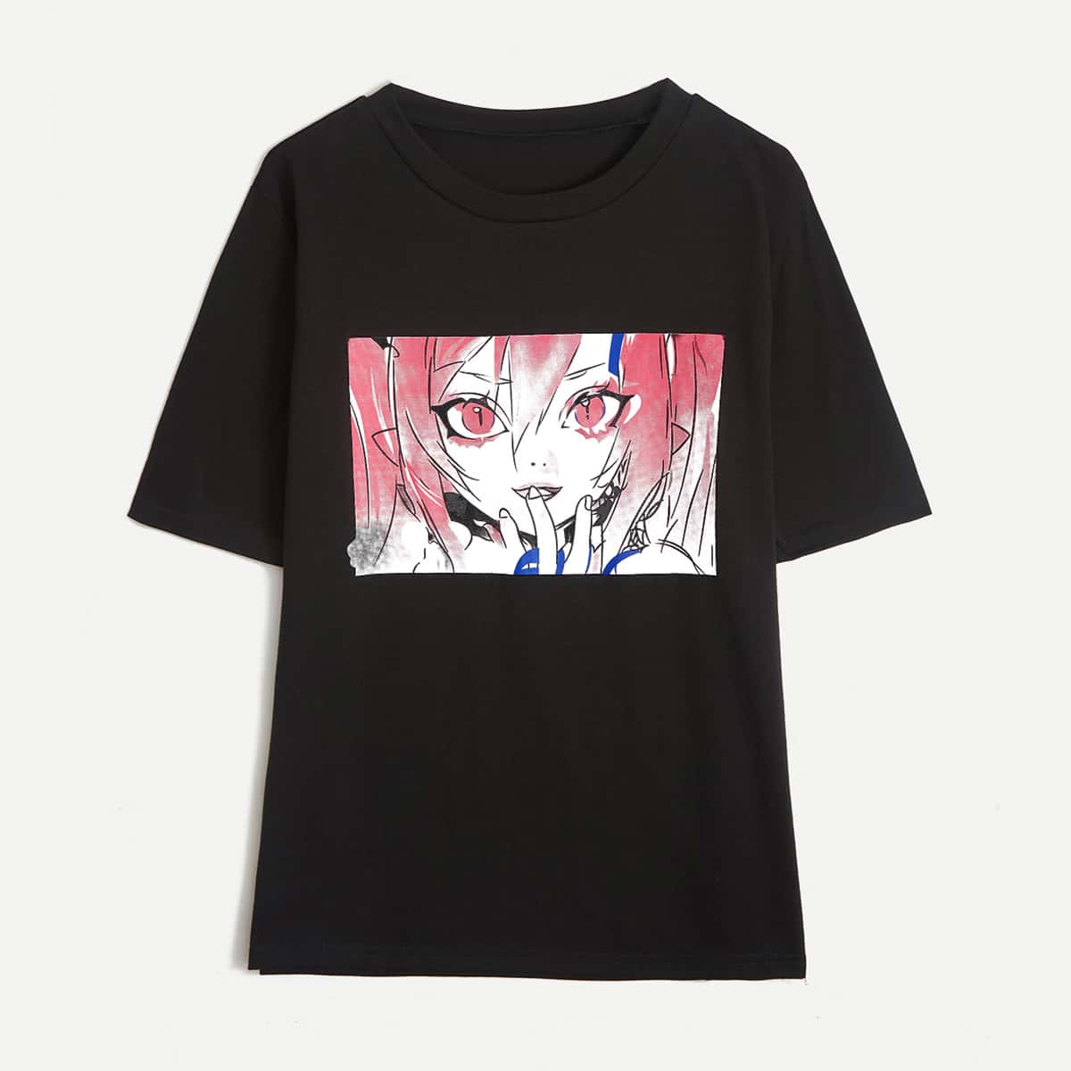 

Cartoon Figure Graphic Tee, Black