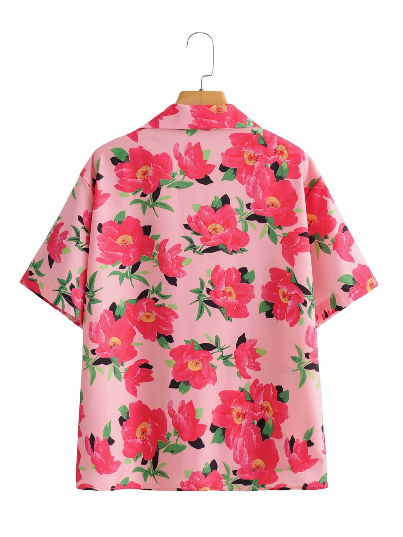 Floral Print Lapel Collar Blouse