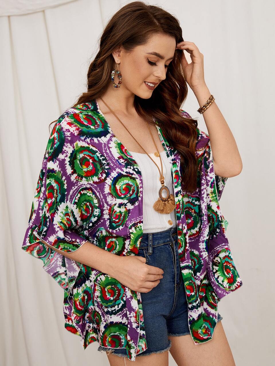 Tie Dye Open Front Kimono
