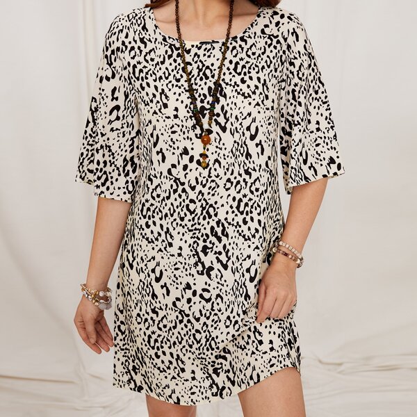 

Allover Print Tunic Dress, Multicolor