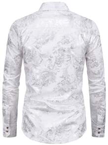Manfinity AFTRDRK Camisa De Botones Para Hombre Con Estampado Barroco - Blanco - Ver 2