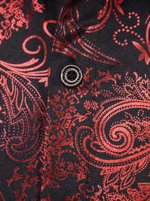 Manfinity AFTRDRK Men Baroque Print Button Through Shirt - Red - View 4