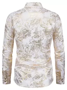 Manfinity AFTRDRK Men Baroque Print Button Through Shirt, Fall, Long Sleeve Top - White - View 2