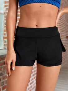 Shorts deportivos 2 en 1 con bolsillo de celular - Negro - Ver 4