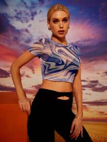Top Corto De Malla Transparente - Multicolor - Ver 4