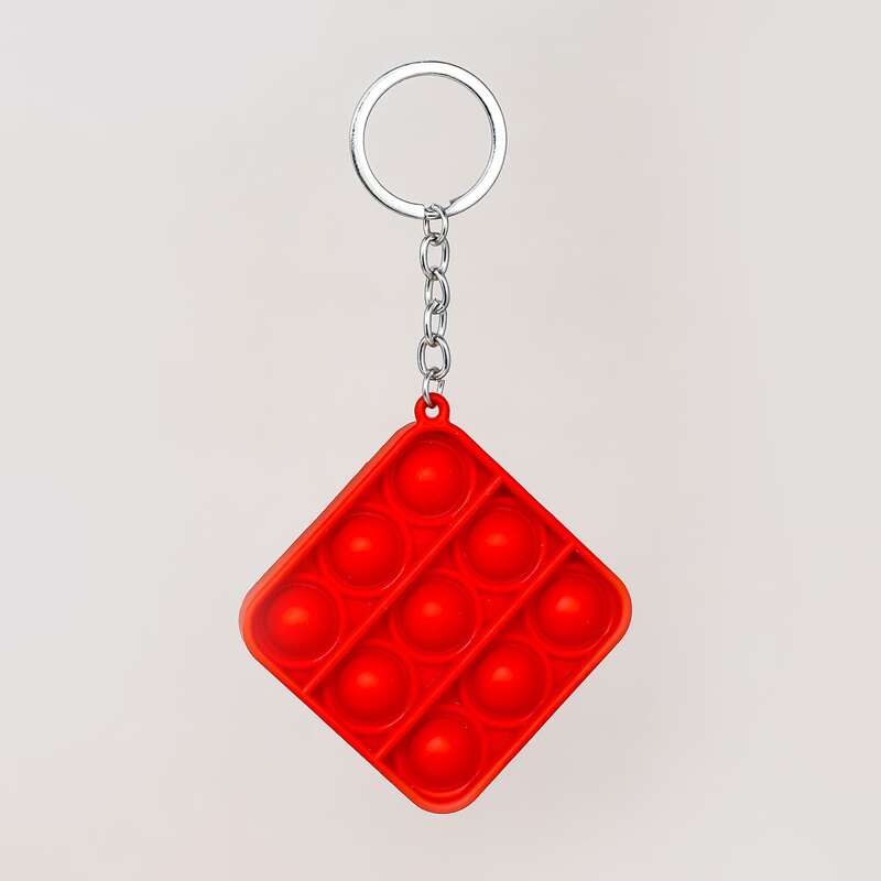 

Square Stress Relief Keychain, Red