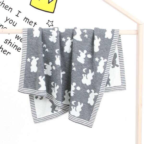 

Baby Cartoon Graphic Blanket, Grey