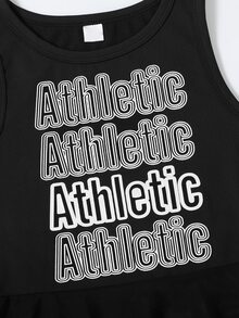 Niñas Top tank con estampado de letra bajo con fruncido - Negro - Ver 5