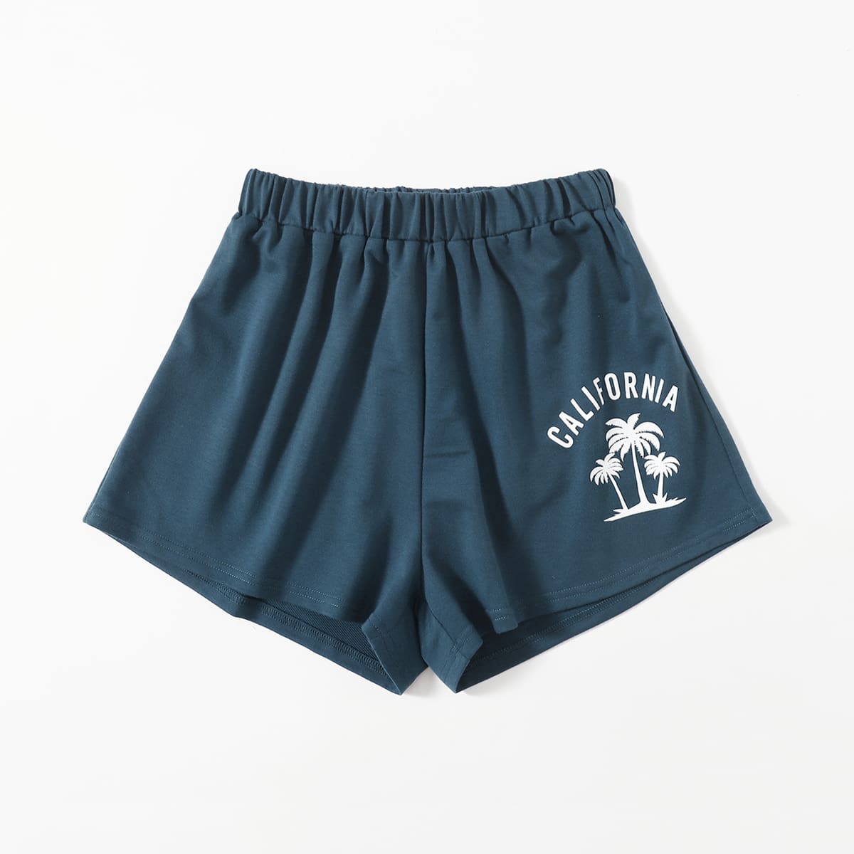 

Letter Tropical Graphic Shorts, Dusty blue