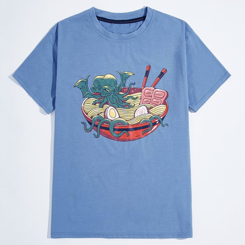 

Unisex 1pc Noodle Graphic Tee, Blue