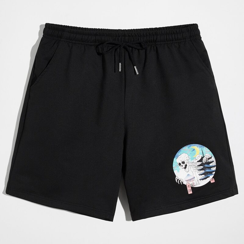 

Unisex 1pc Skull Graphic Shorts, Black