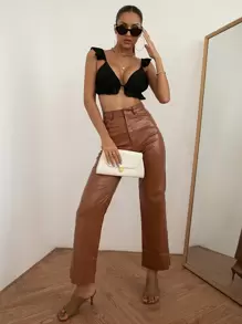 Chiquease 荷葉邊結飾露背上衣 - 黑色 - 查看 5