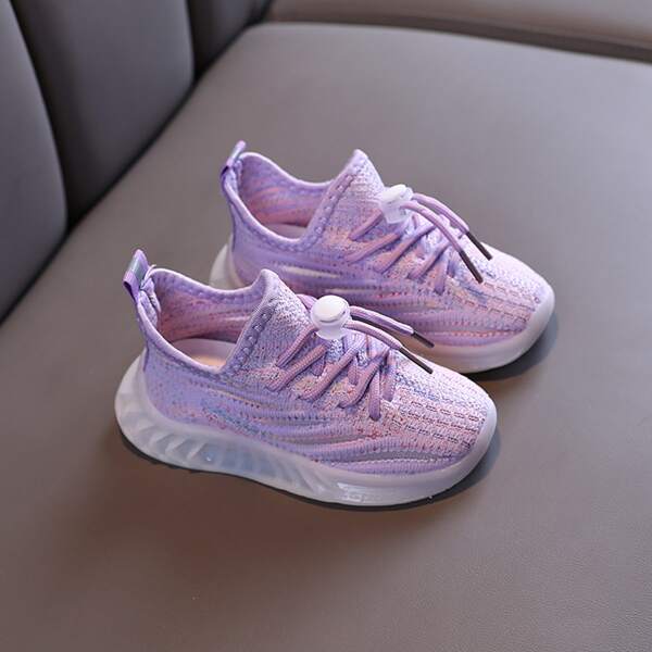 

Toddler Girls Knit Panel Sports Shoes, Purple