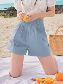DAZY Buttoned Waist Wide Leg Shorts