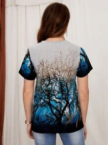 EMERY ROSE 植物圖案短袖T恤 - 彩色 - 查看 2