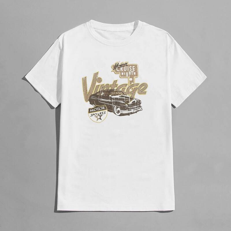 

Guys Letter Car Graphic Tee, White