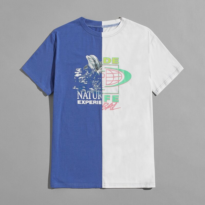 

Guys Two Tone Letter Graphic Tee, Multicolor