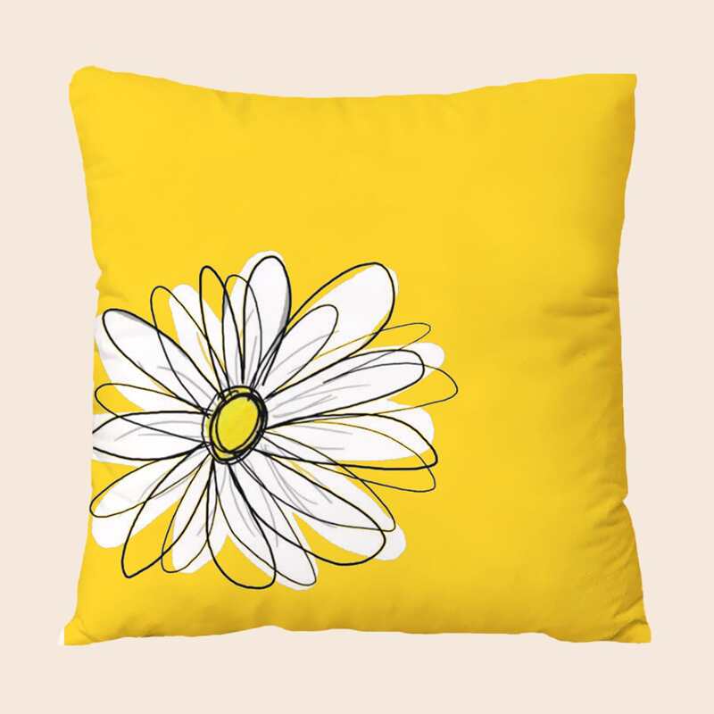 

Daisy Print Cushion Cover Without Filler, Yellow
