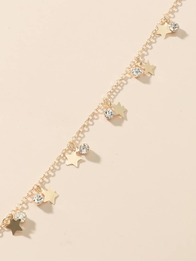 Pulsera de niñas con estrella y diamante de imitación - Amarillo Oro - Añade 2