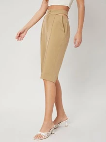 SHEIN Viscose Knee Length Shorts - Khaki - View 5