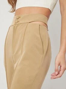 SHEIN Viscose Knee Length Shorts - Khaki - View 9
