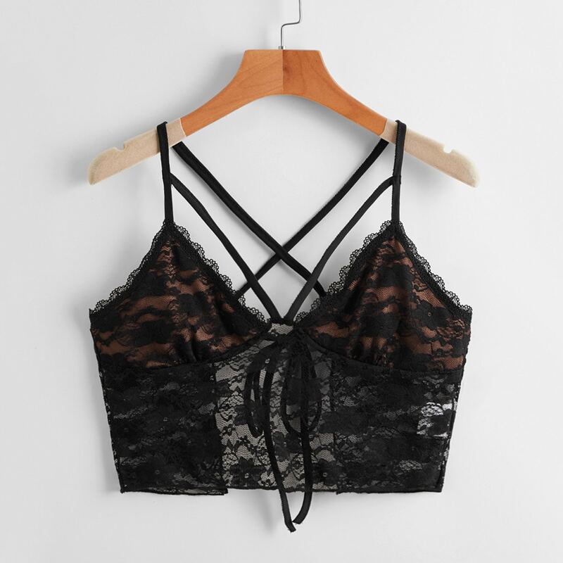 

Contrast Lace Crop Cami, Multicolor