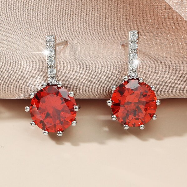 

Zircon Decor Earrings, Burgundy