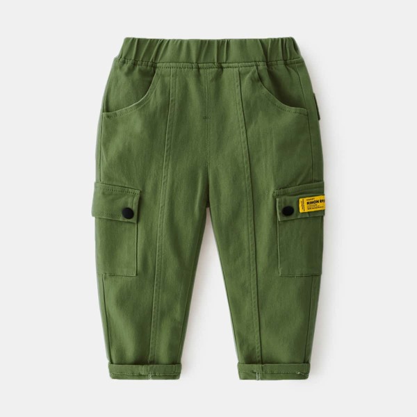 

Toddler Boys Flap Pocket Patched Pants, Army green