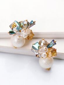 juran Faux Pearl Decor Earrings - Multicolor - View 1