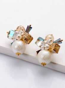 juran Faux Pearl Decor Earrings - Multicolor - View 3