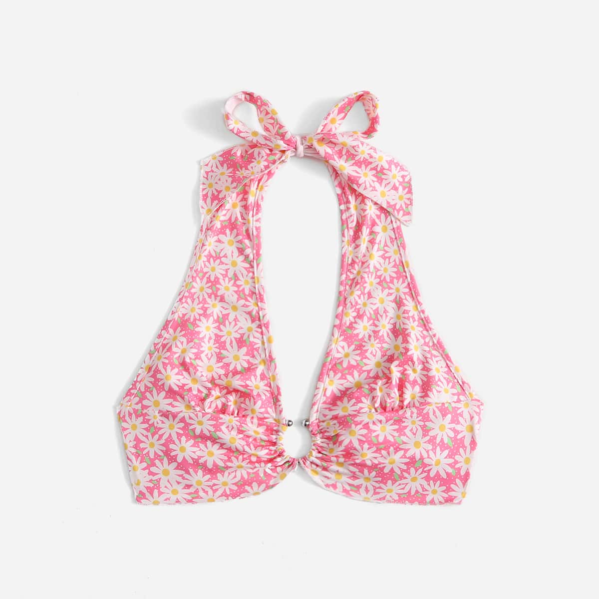 

Daisy Ring Decor Halter Top, Pink
