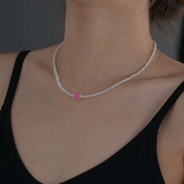 

Simple Beaded Necklace, White