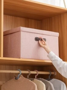 1pc Solid Color Storage Box - Pink - View 2