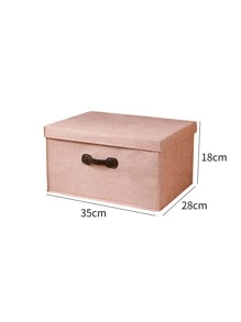 1pc Solid Color Storage Box - Pink - View 7