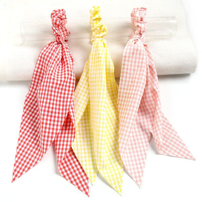 

3pcs Gingham Print Hair Tie, Multicolor