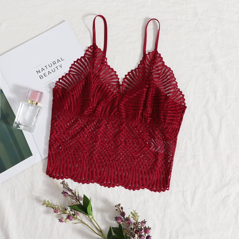 

Floral Lace Bralette, Burgundy