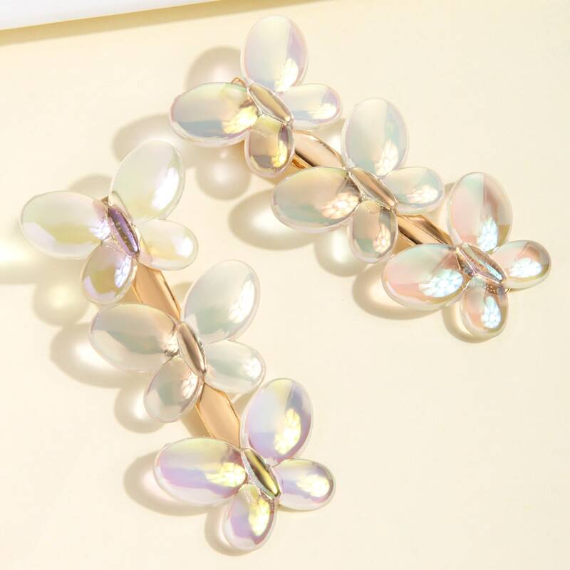 

2pcs Butterfly Decor Hair Clip, Clear