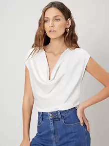 MOTF PREMIUM DRAPED BATWING SLEEVE TOP - White - View 1