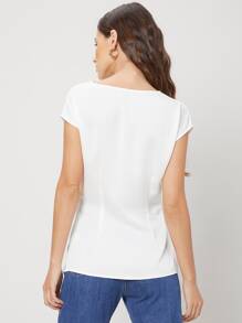 MOTF PREMIUM DRAPED BATWING SLEEVE TOP - White - View 2