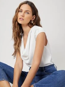 MOTF PREMIUM DRAPED BATWING SLEEVE TOP - White - View 4