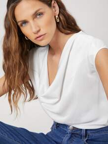MOTF PREMIUM DRAPED BATWING SLEEVE TOP - White - View 8
